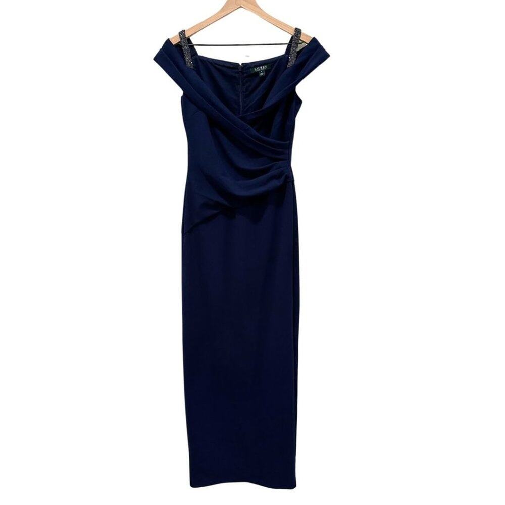 Lauren Ralph Lauren Beaded Cold-Shoulder Gown 2 - Picture 3 of 13
